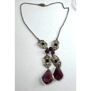 1920's Vintage Girls Silver amethest necklace